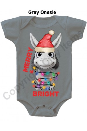 Merry & Bright Donkey Gerber Baby Onesie