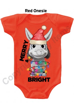 Merry & Bright Donkey Gerber Baby Onesie