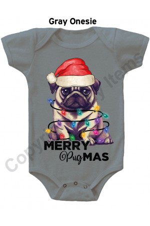 Merry Pugmas Gerber Baby Onesie