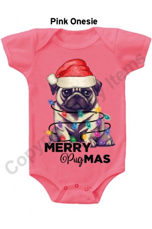 Merry Pugmas Gerber Baby Onesie