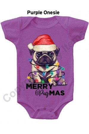 Merry Pugmas Gerber Baby Onesie