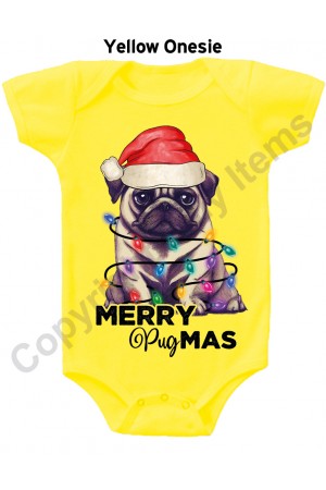 Merry Pugmas Gerber Baby Onesie