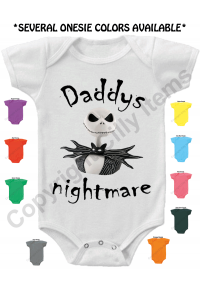 Daddys Nightmare Jack Skellington Gerber Baby Onesie