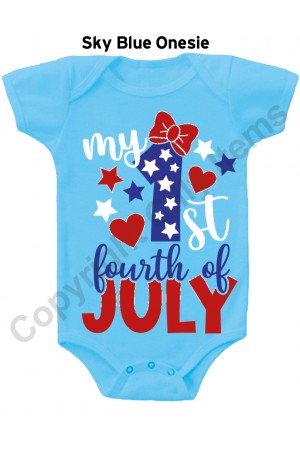 My First Fouth Of July Bow Gerber Baby Onesie