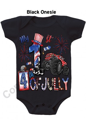 My First Fourth of July Cute Truck Gerber Baby Onesie