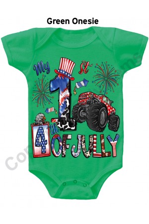 My First Fourth of July Cute Truck Gerber Baby Onesie