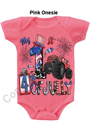 My First Fourth of July Cute Truck Gerber Baby Onesie