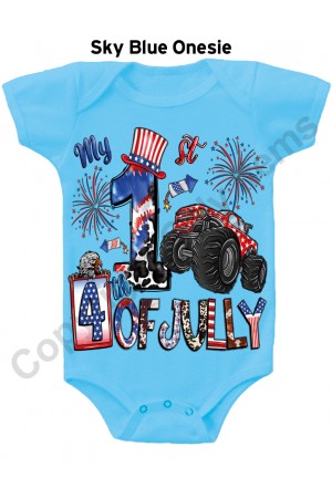 My First Fourth of July Cute Truck Gerber Baby Onesie