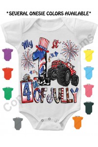 My First Fourth of July Cute Truck Gerber Baby Onesie