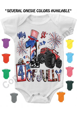 My First Fourth of July Cute Truck Gerber Baby Onesie