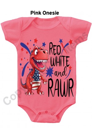 Red White and Rawr Cute Gerber Baby Onesie