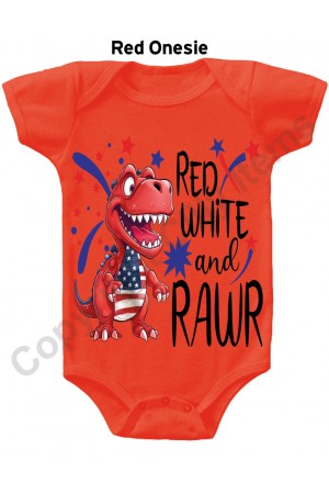 Red White and Rawr Cute Gerber Baby Onesie