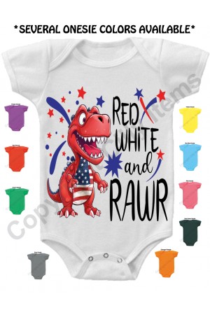Red White and Rawr Cute Gerber Baby Onesie